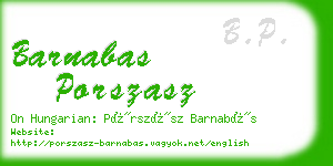 barnabas porszasz business card